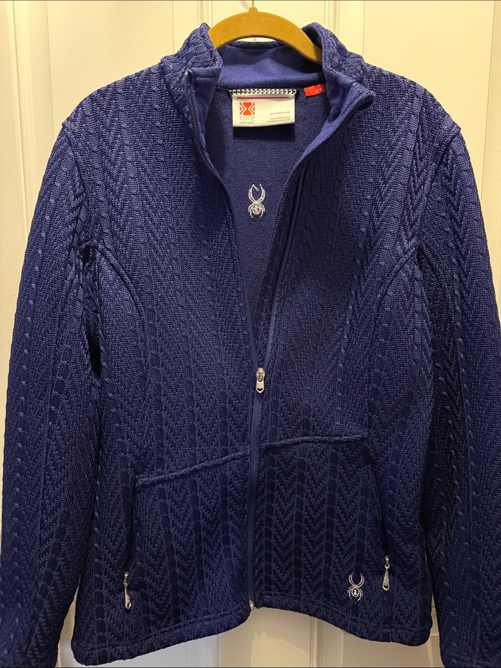 Spyder Navy Blue Knit Full-Zip Utility Jacket